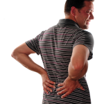 Picture of man holding his lower back where the pain is found